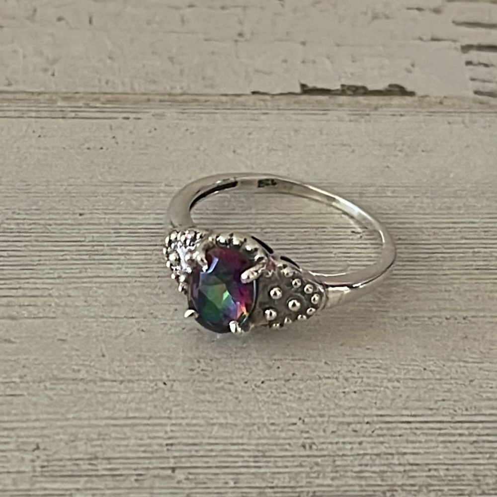Sparkling Mystic Topaz Silver Ring.
